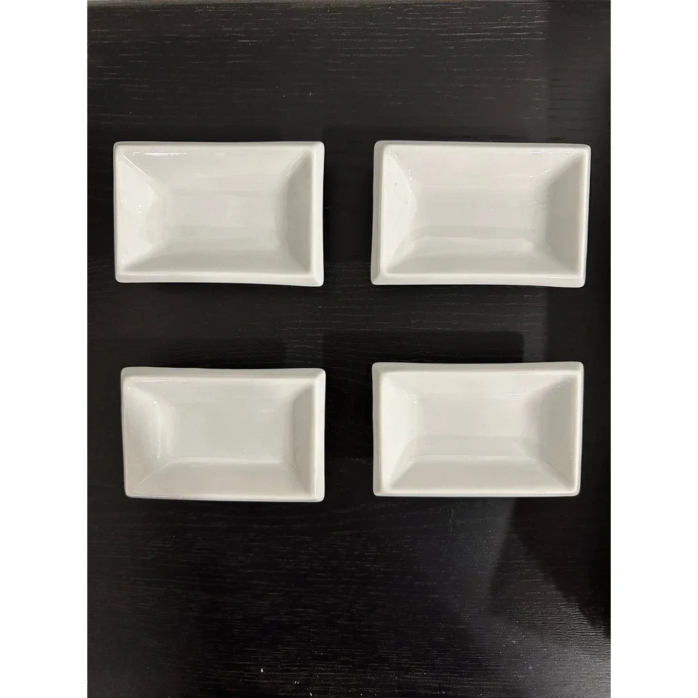 Set of 4 Pier 1 Condiment Dipping Bowls White Sushi Night‎ EUC